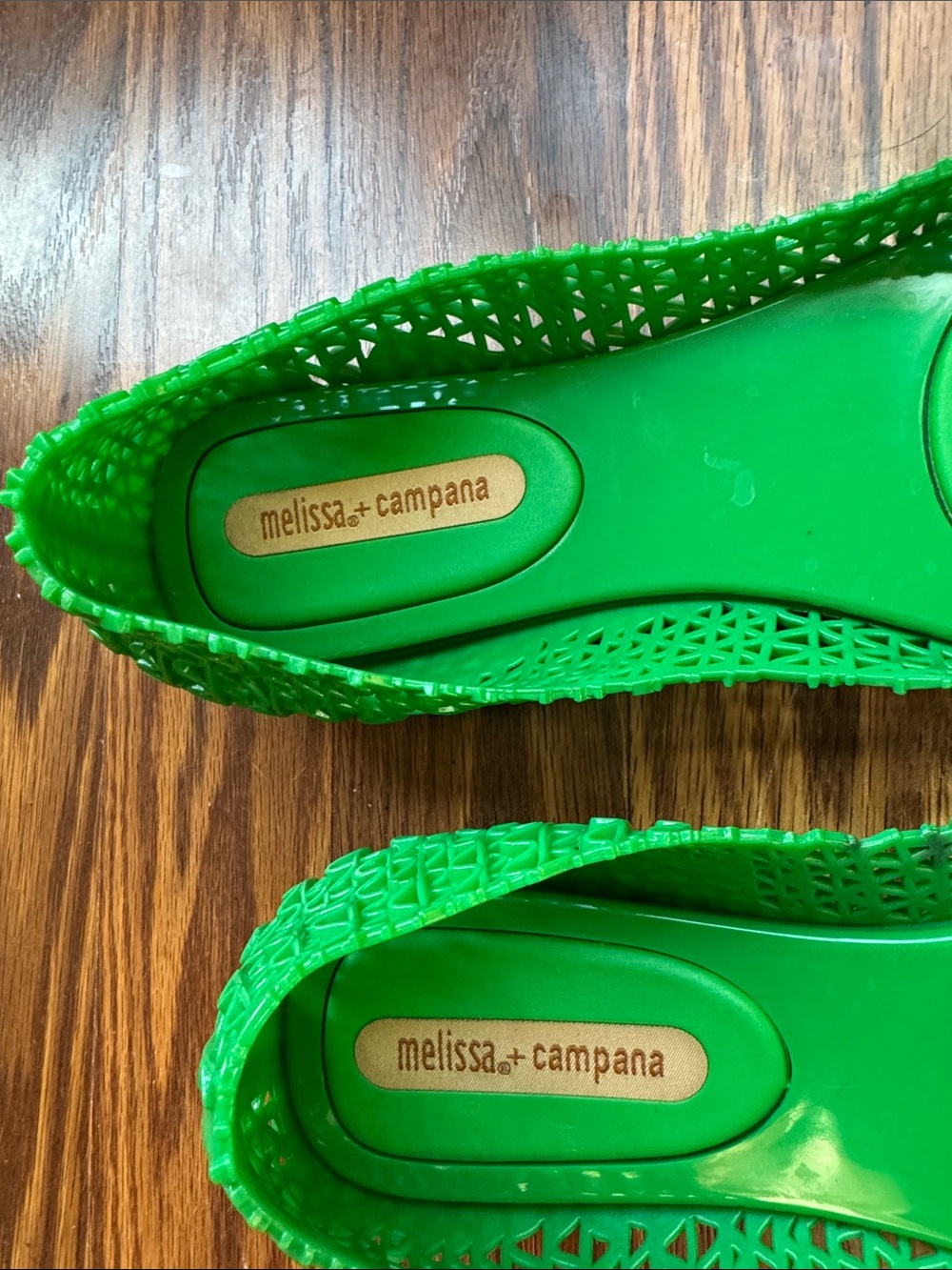 Melissa + Campana Kelly Green Lattice Jelly Flats Size  9 - Picture 2 of 10